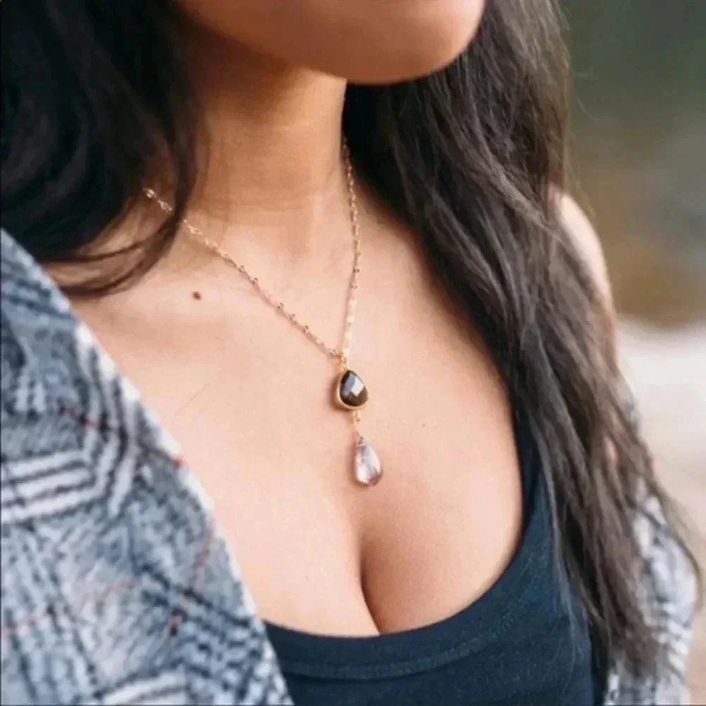 Chocolate Topaz & Rutile Quartz Pendant Necklace​​